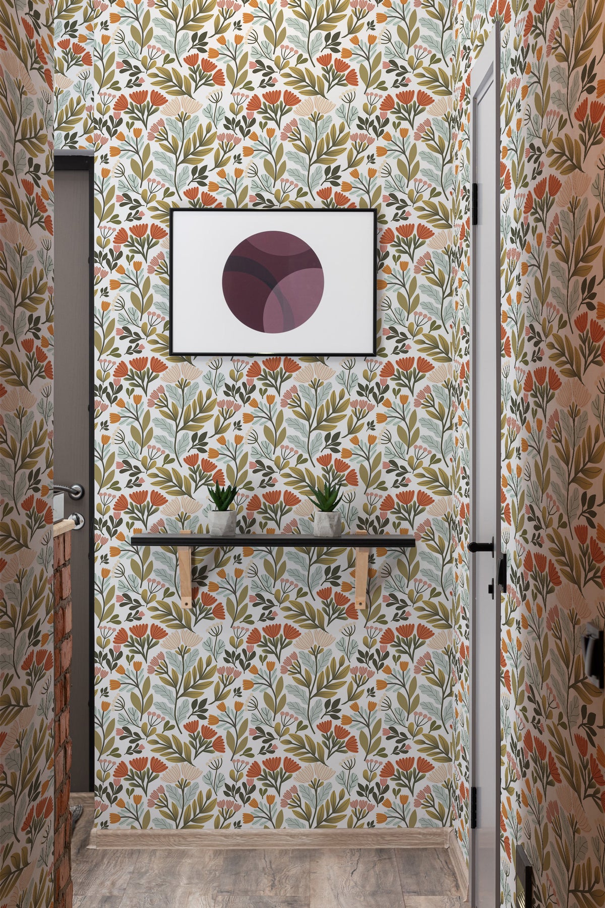 Natural floral nursery Peel and Stick Removable Wallpaper