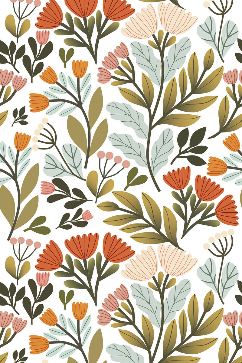natural floral nursery wallpaper pattern repeat