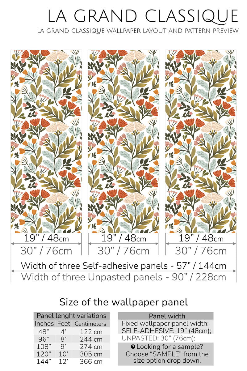 natural floral nursery peel and stick wallpaper specifiation