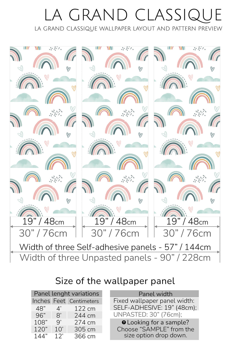 rainbow peel and stick wallpaper specifiation