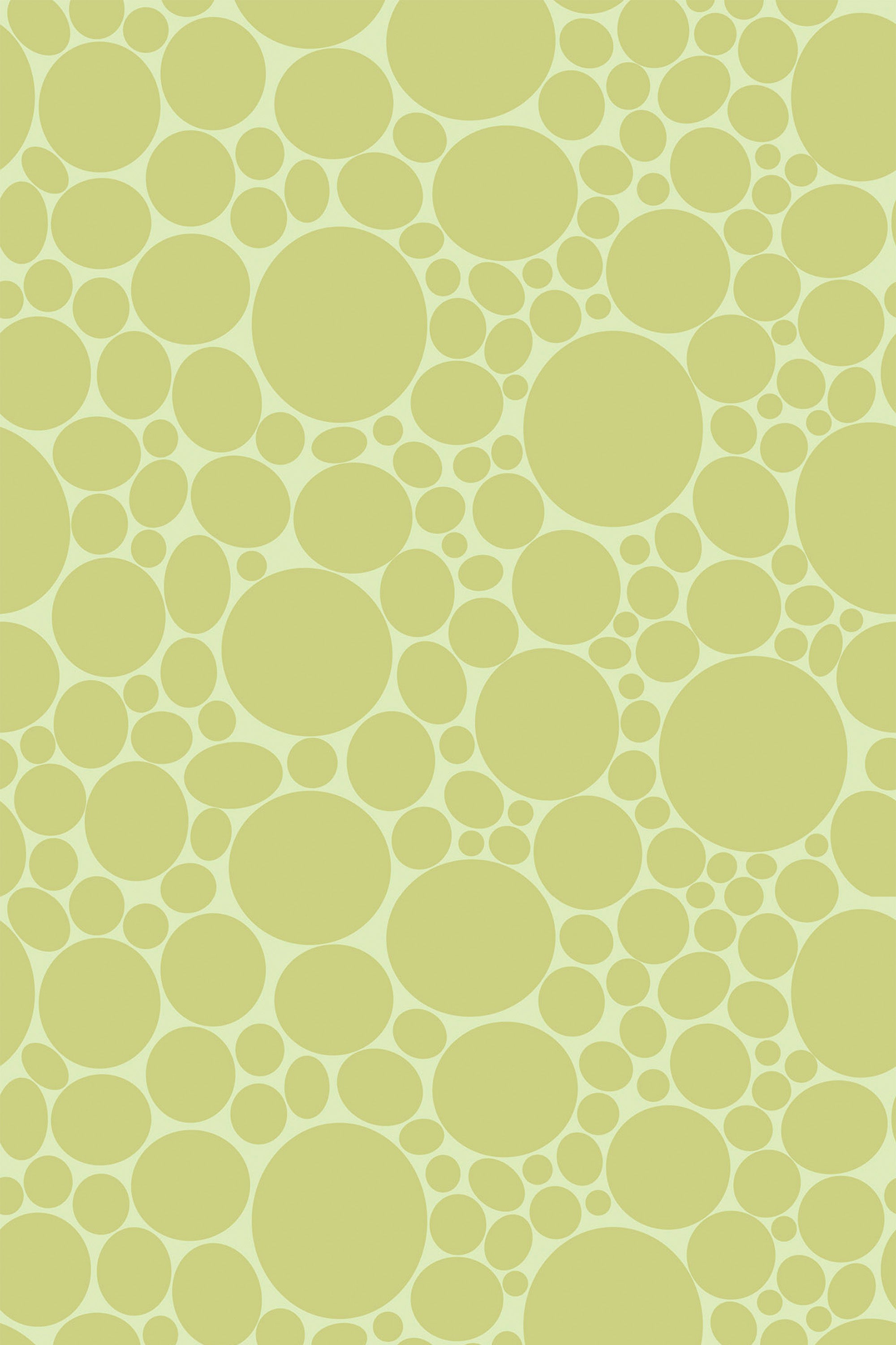 Pattern of overlapping green circles on a lighter green background, varying in size to create a dense, bubble-like effect. Peel and stick removable wallpaper.