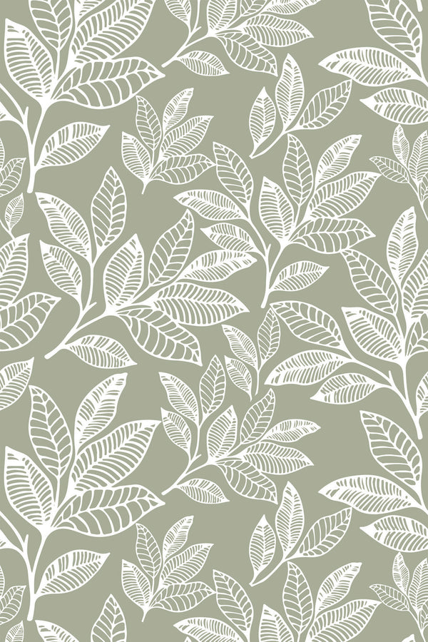 leaf line art wallpaper pattern repeat