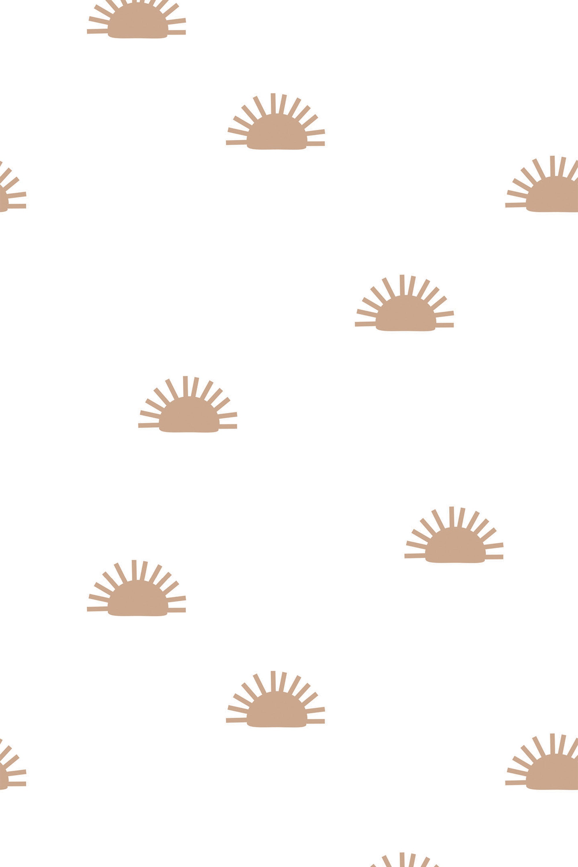 Boho half sun patterns in warm tones on a light background, peel and stick removable wallpaper.