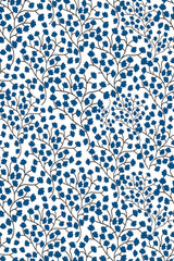 tiny blue floral wallpaper pattern repeat