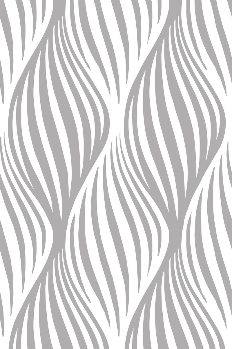 Black and white abstract leaf stripe pattern on a peel and stick removable wallpaper.