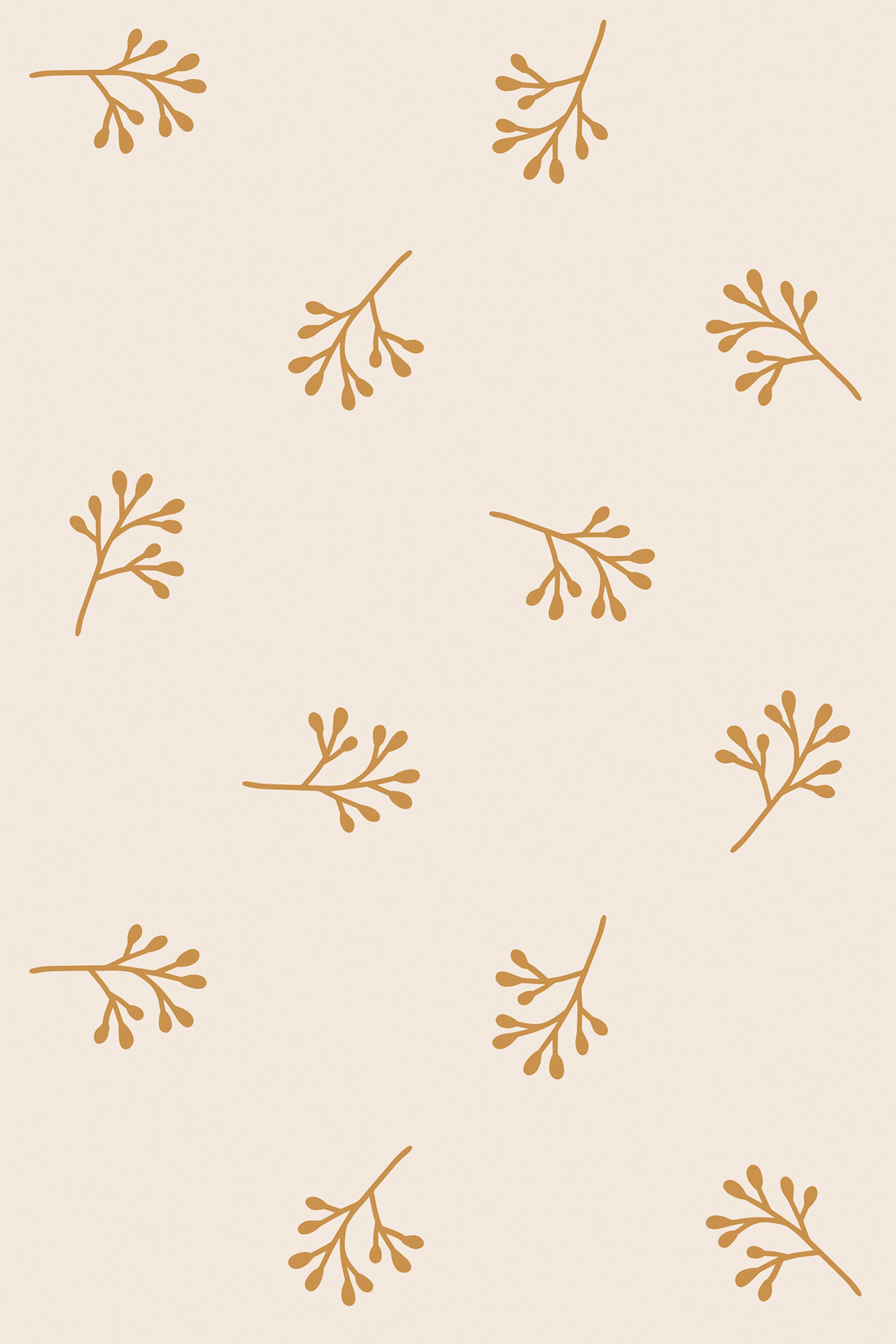 Simplified tree branch illustrations in a warm hue set against a plain backdrop, evenly spaced for a harmonious pattern, suitable as peel and stick removable wallpaper.