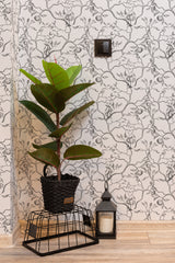 hallway interior green plant black lantern japanese tree temporary wallpaper