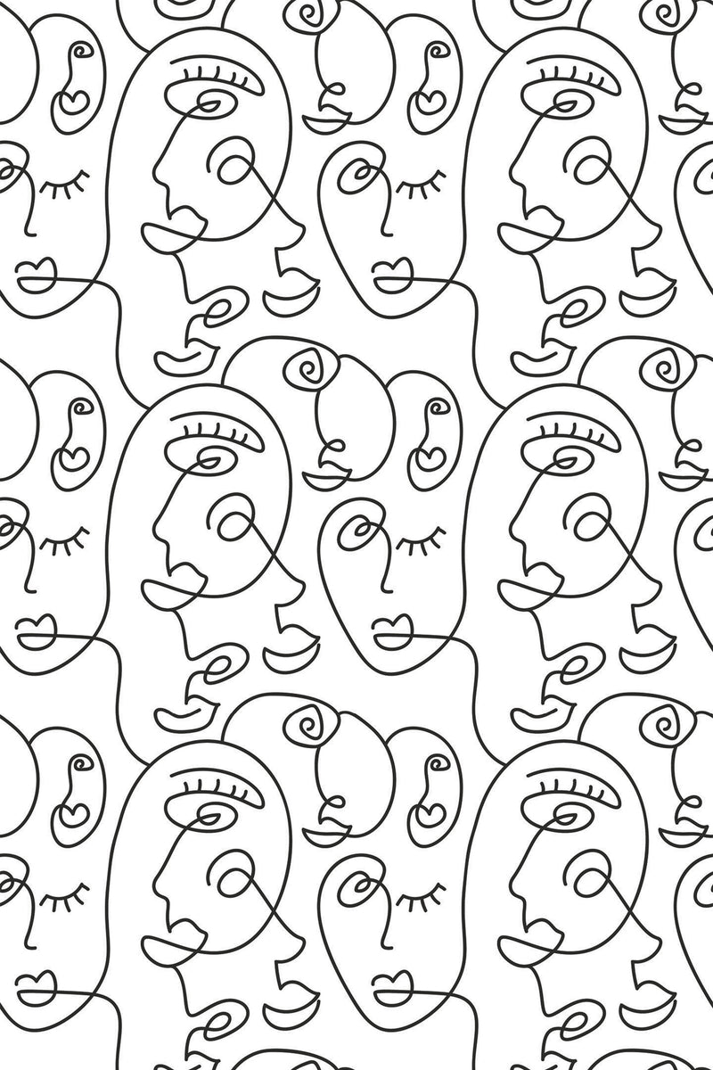 face line art wallpaper pattern repeat