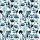 Blue watercolor floral Wallpaper