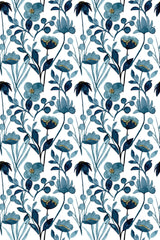 Blue watercolor floral