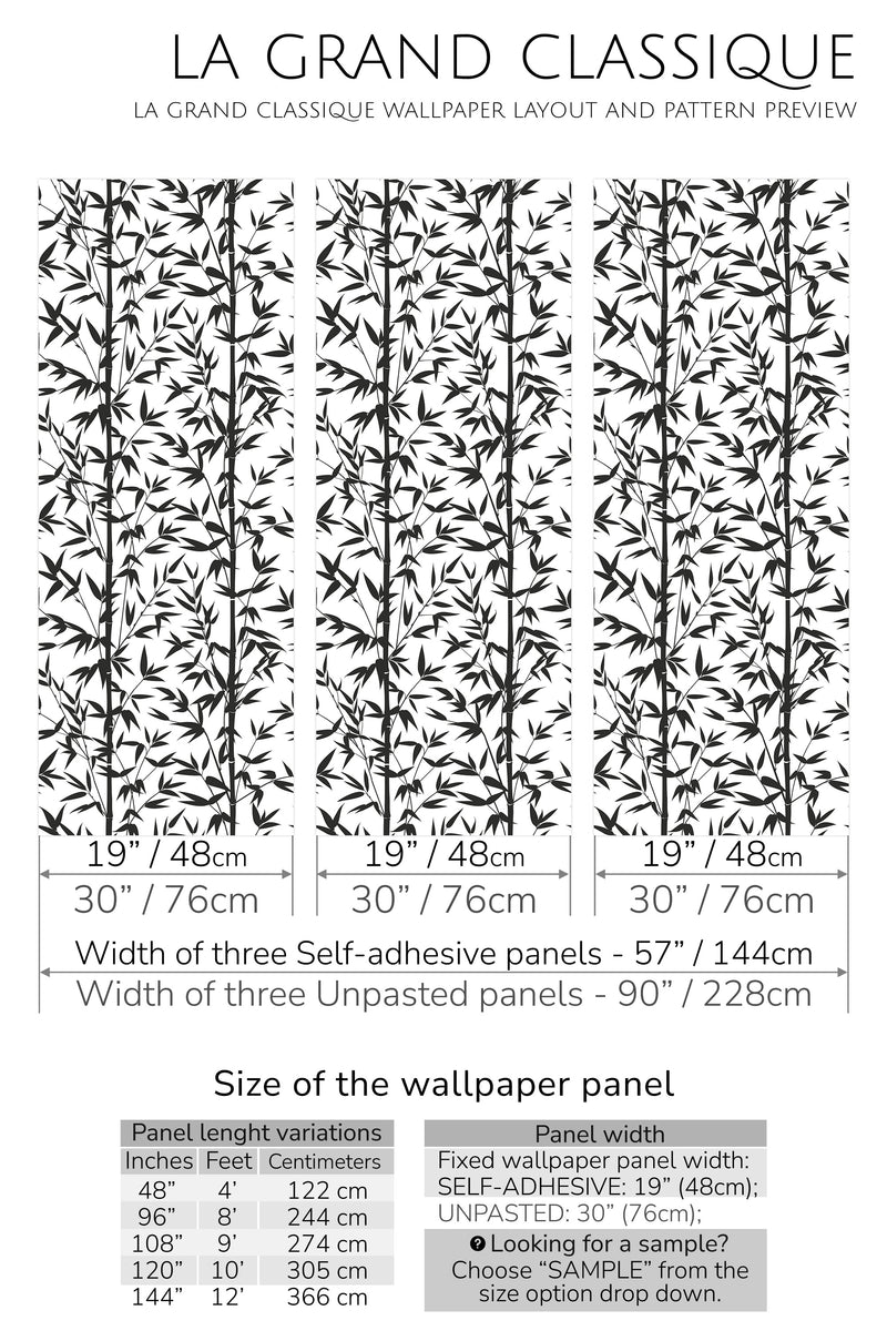 bamboo tree peel and stick wallpaper specifiation