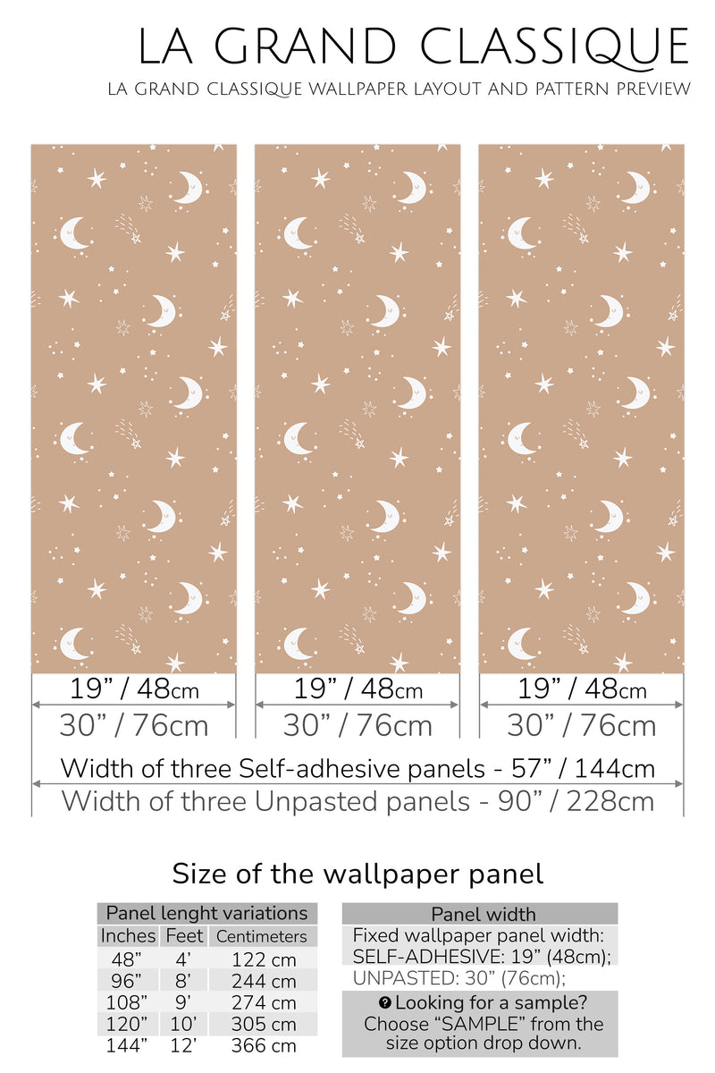 moon peel and stick wallpaper specifiation
