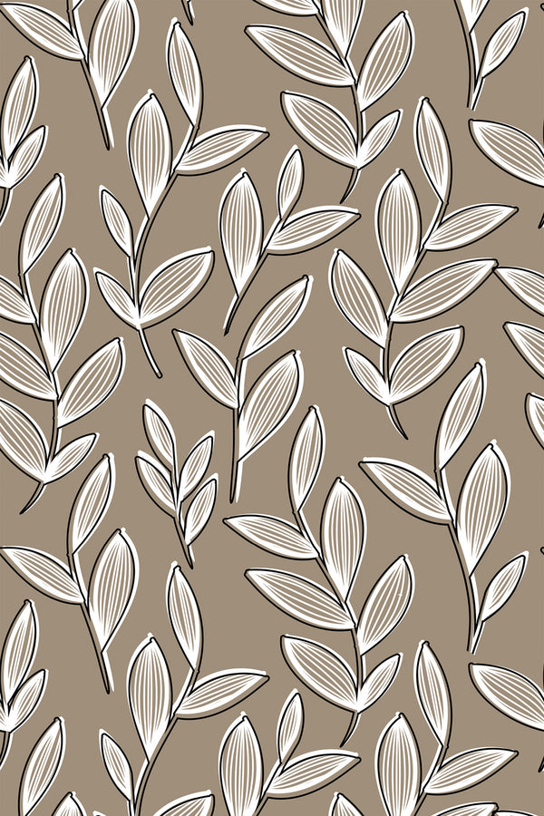 neutral leaf wallpaper pattern repeat