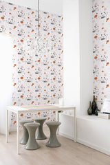 self adhesive wallpaper bear pattern dining room table chandelier home decor