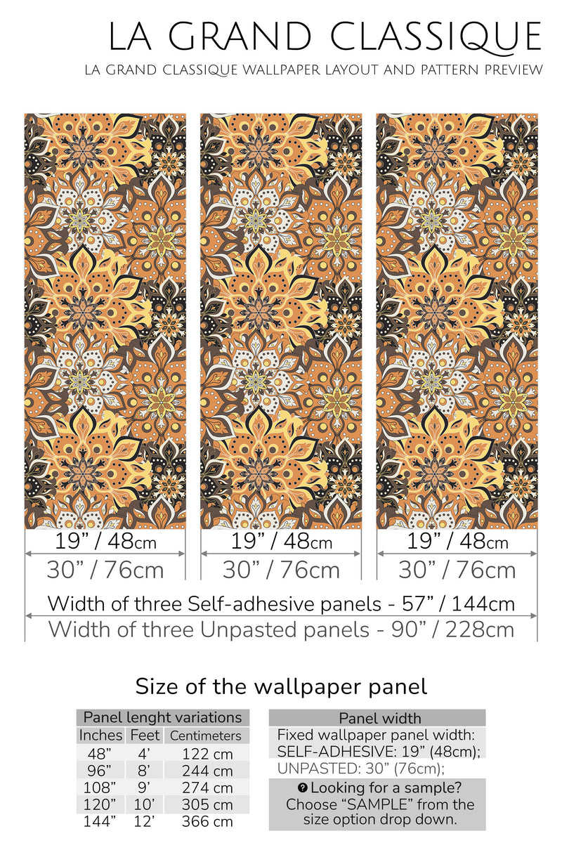 colorful mandala peel and stick wallpaper specifiation