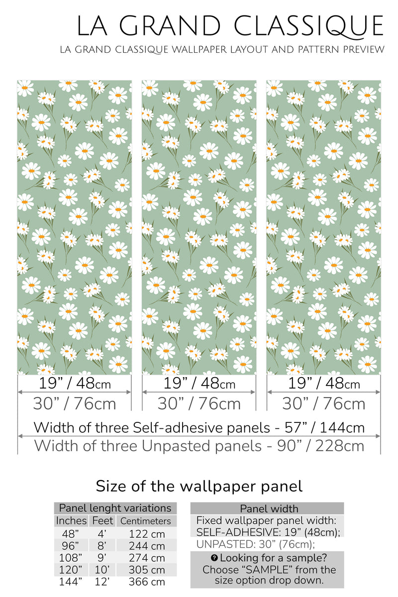 daisy peel and stick wallpaper specifiation