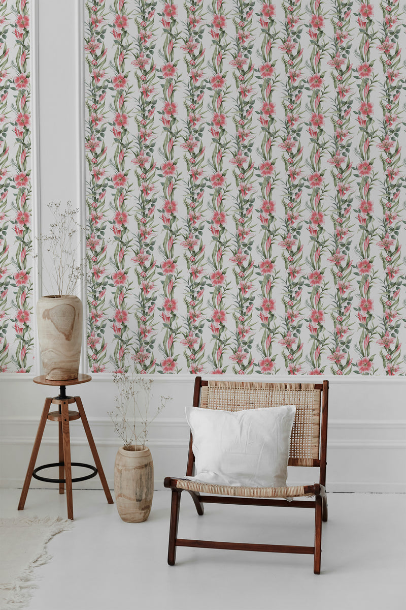 modern living room rattan chair decorative vase lilies pattern
