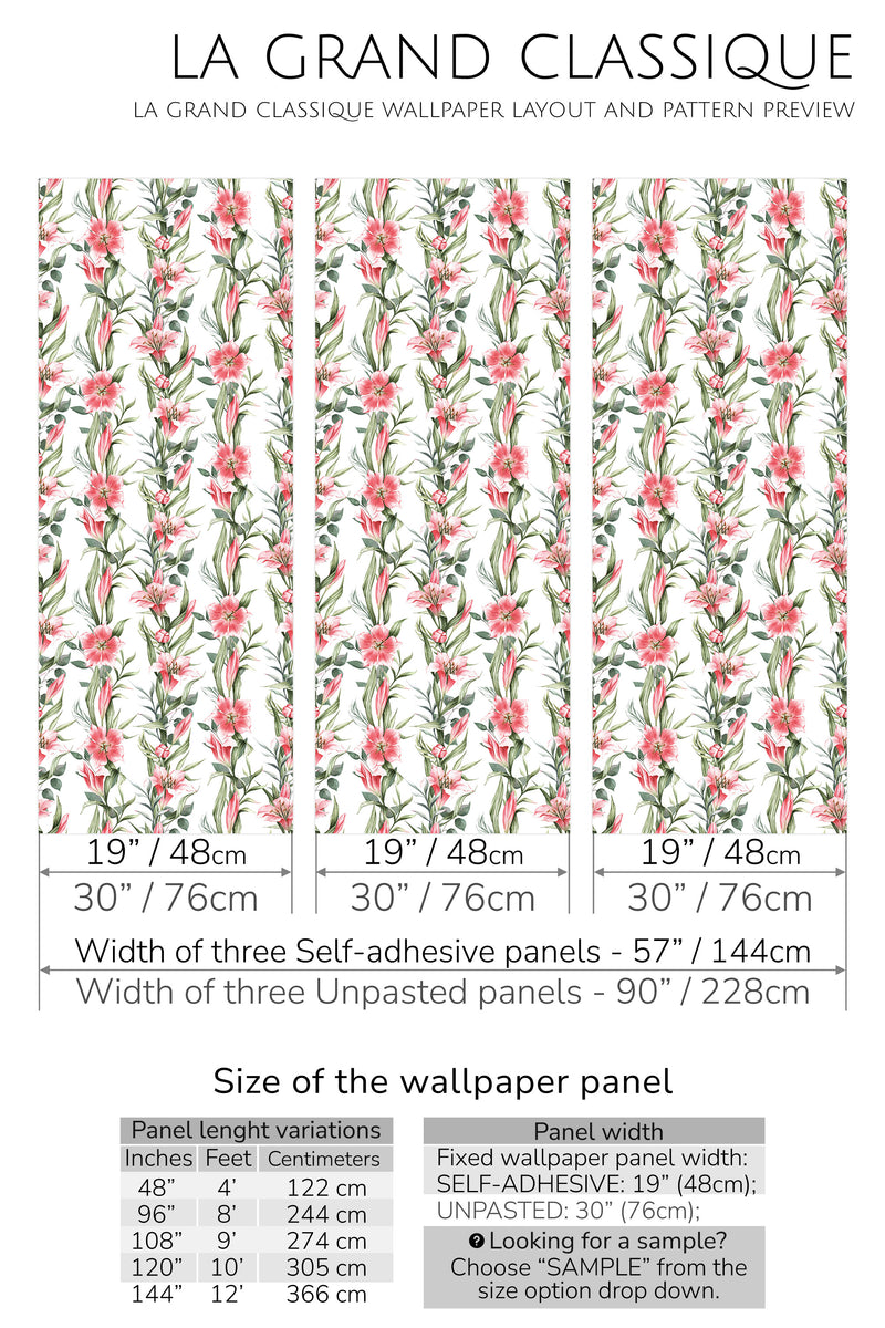 lilies peel and stick wallpaper specifiation