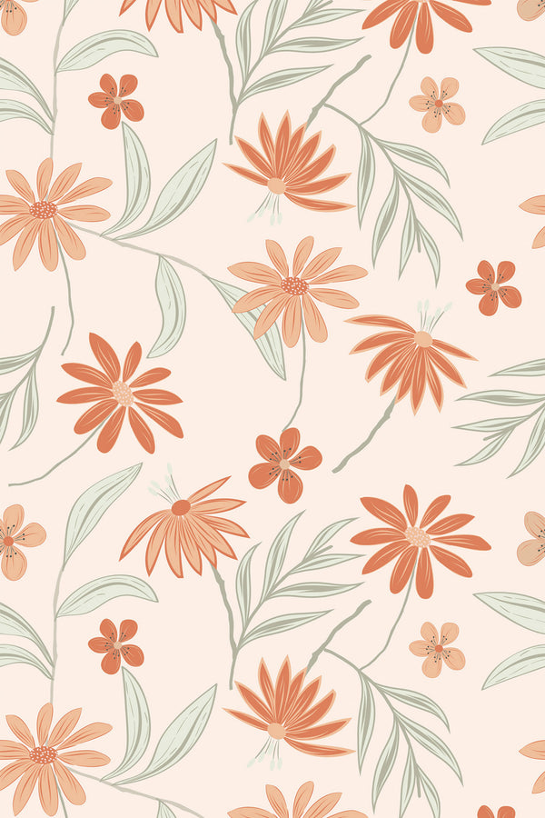 orange flower wallpaper pattern repeat