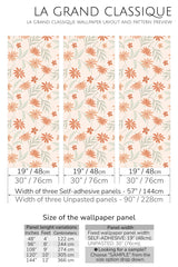 orange flower peel and stick wallpaper specifiation