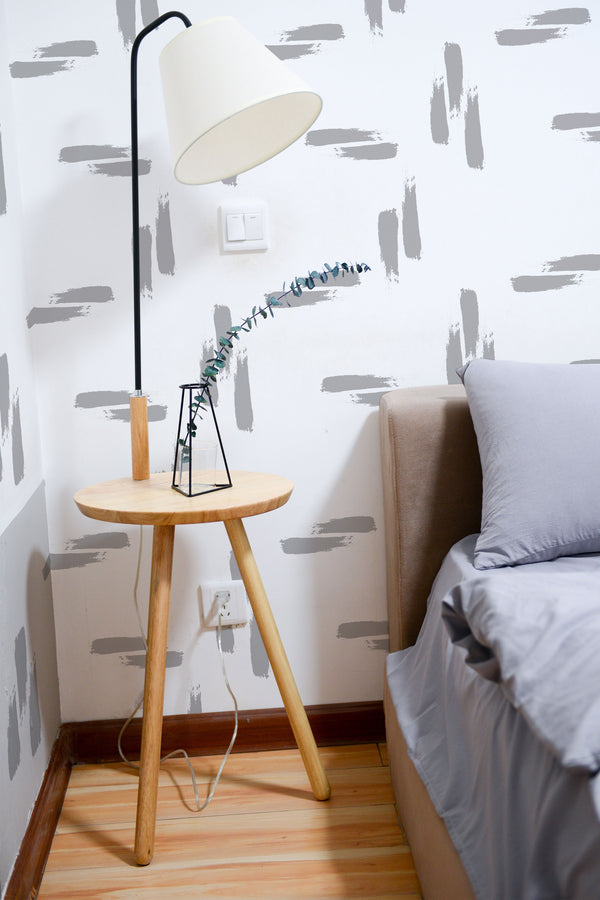removable wallpaper brush stroke pattern bedroom accent wall simple interior