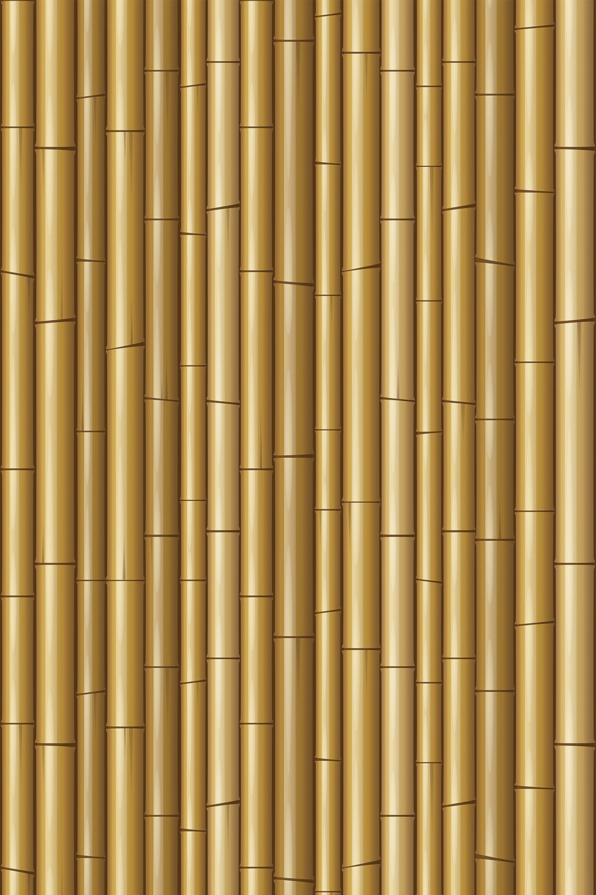 A repeating pattern of vertical bamboo stalks in shades of golden yellow with natural-looking texture and joints, peel and stick removable wallpaper.