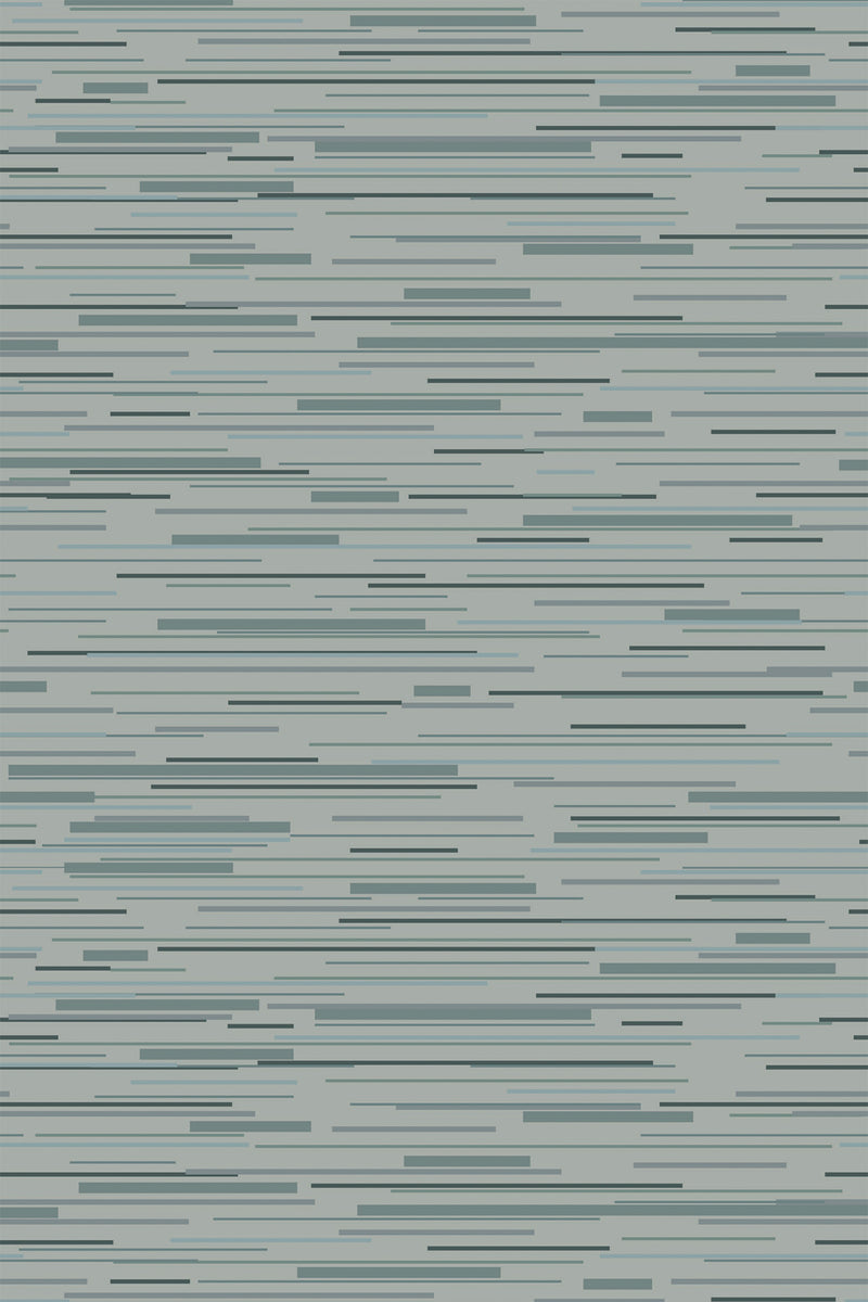 Horizontal lines in varying shades of blue and teal on a muted blue background, creating a minimalist, linear pattern. Peel and stick removable wallpaper.