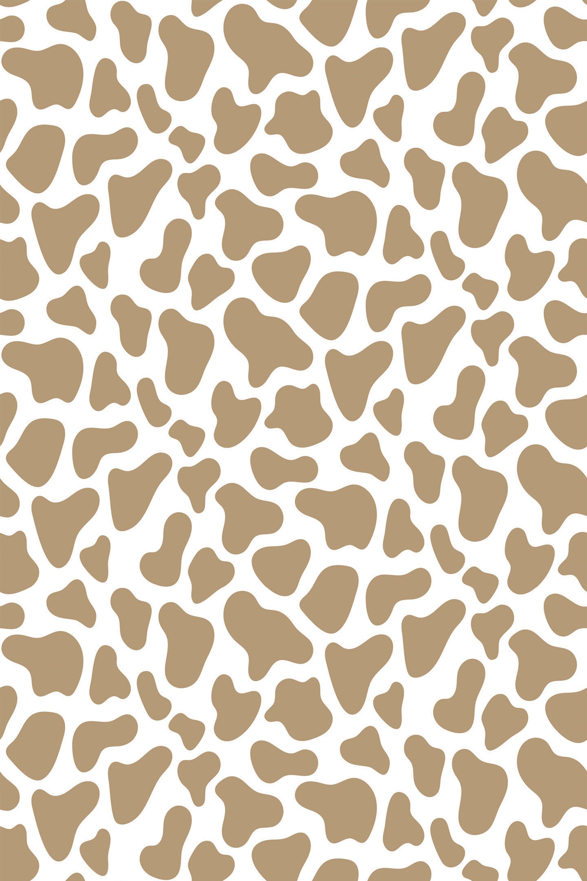 A repeating pattern of irregular brown spots on a white background, resembling a giraffe's skin. Peel and stick removable wallpaper.