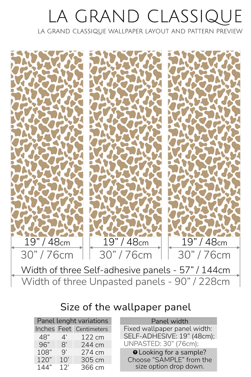 giraffe peel and stick wallpaper specifiation