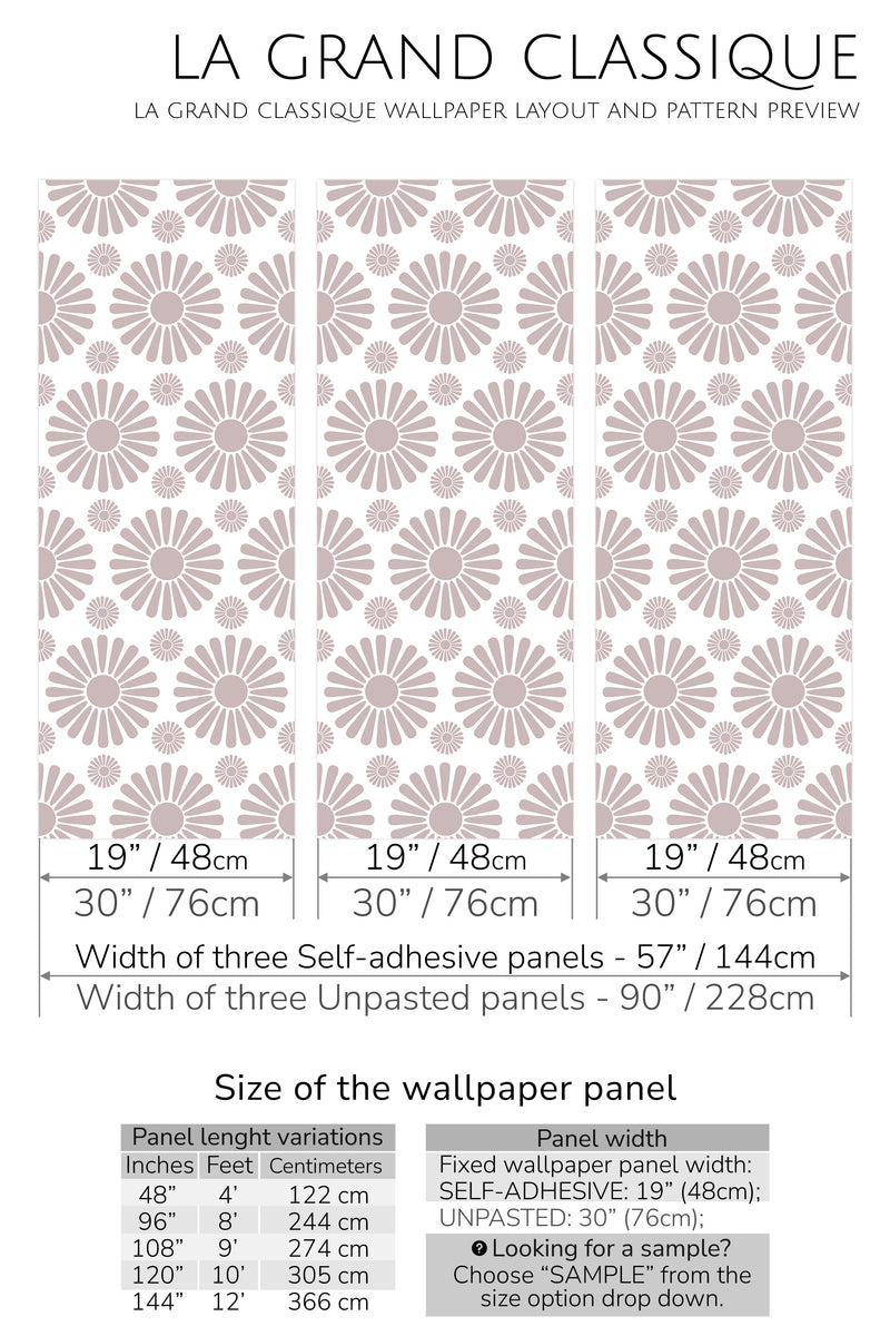 flower peel and stick wallpaper specifiation