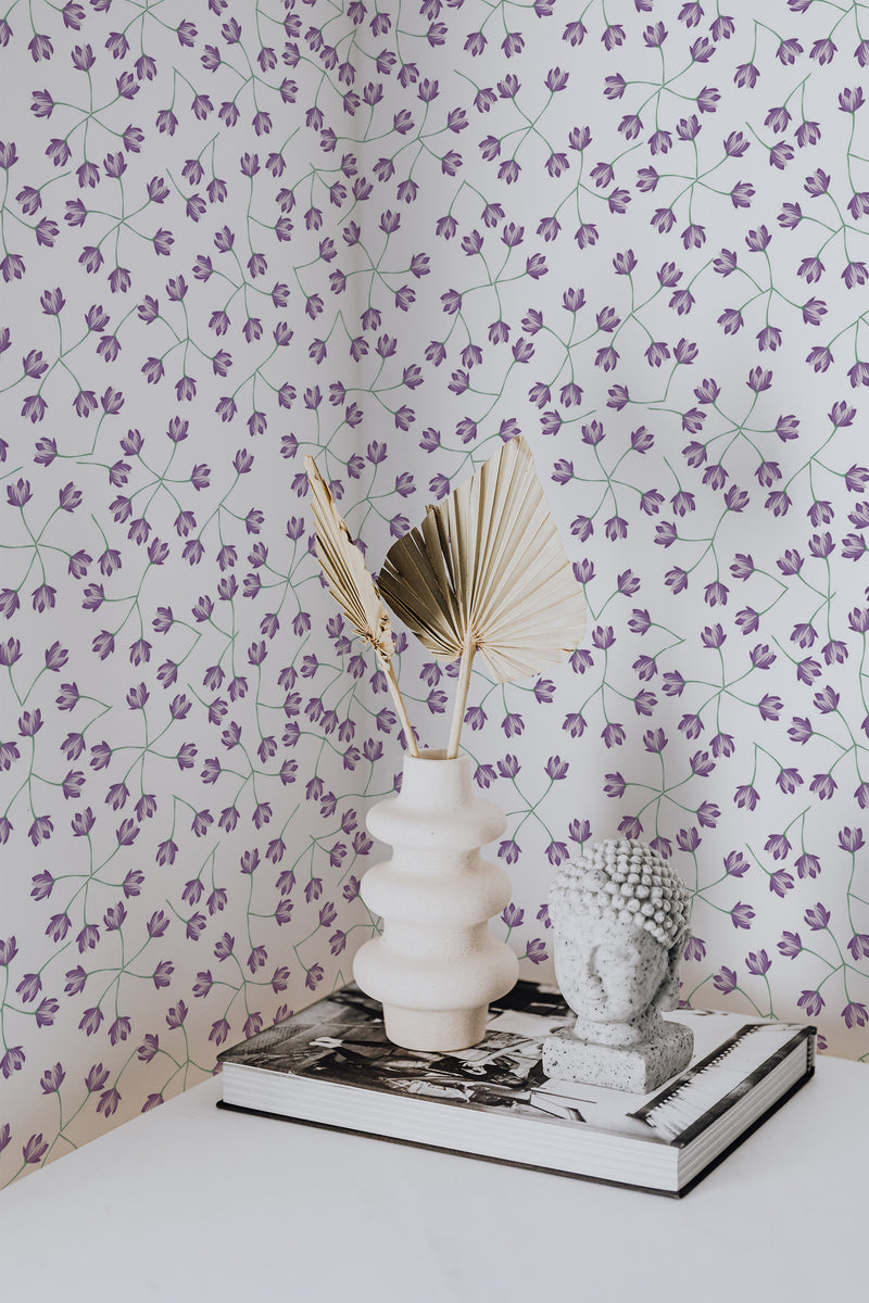 wallpaper for walls small floral pattern modern sophisticated vase statue home decor