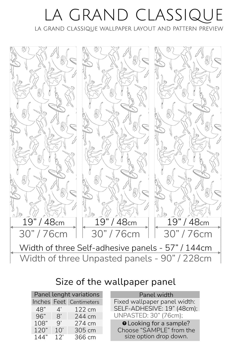 ballet peel and stick wallpaper specifiation