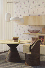 living room dining table wooden furniture light ballerina wall paper peel and stick