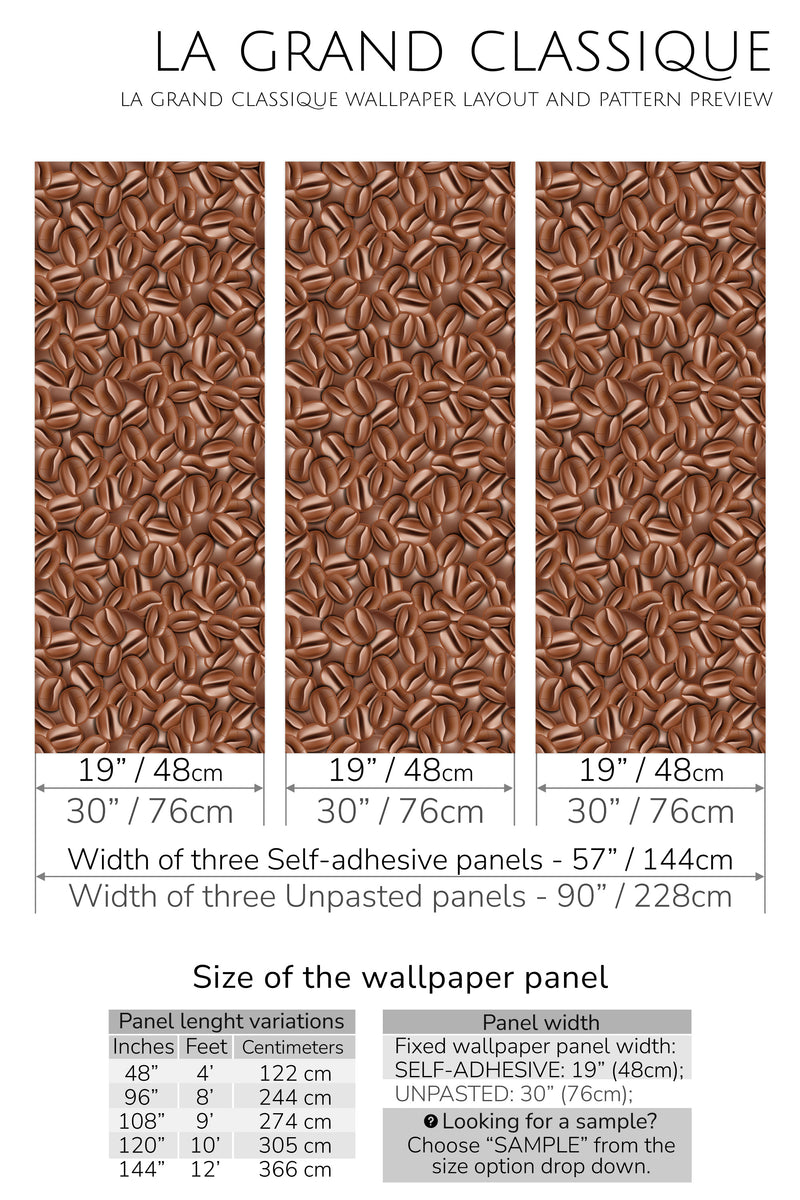 coffee bean peel and stick wallpaper specifiation