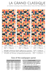 funky geometric shapes peel and stick wallpaper specifiation