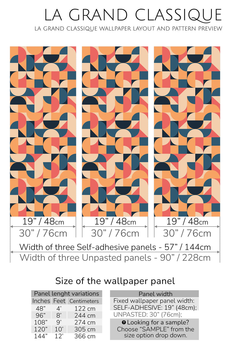 funky geometric shapes peel and stick wallpaper specifiation