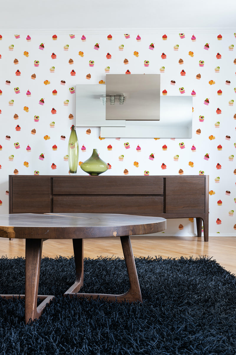 contemporary living room dark wood furniture cupcake peel and stick wallpaper