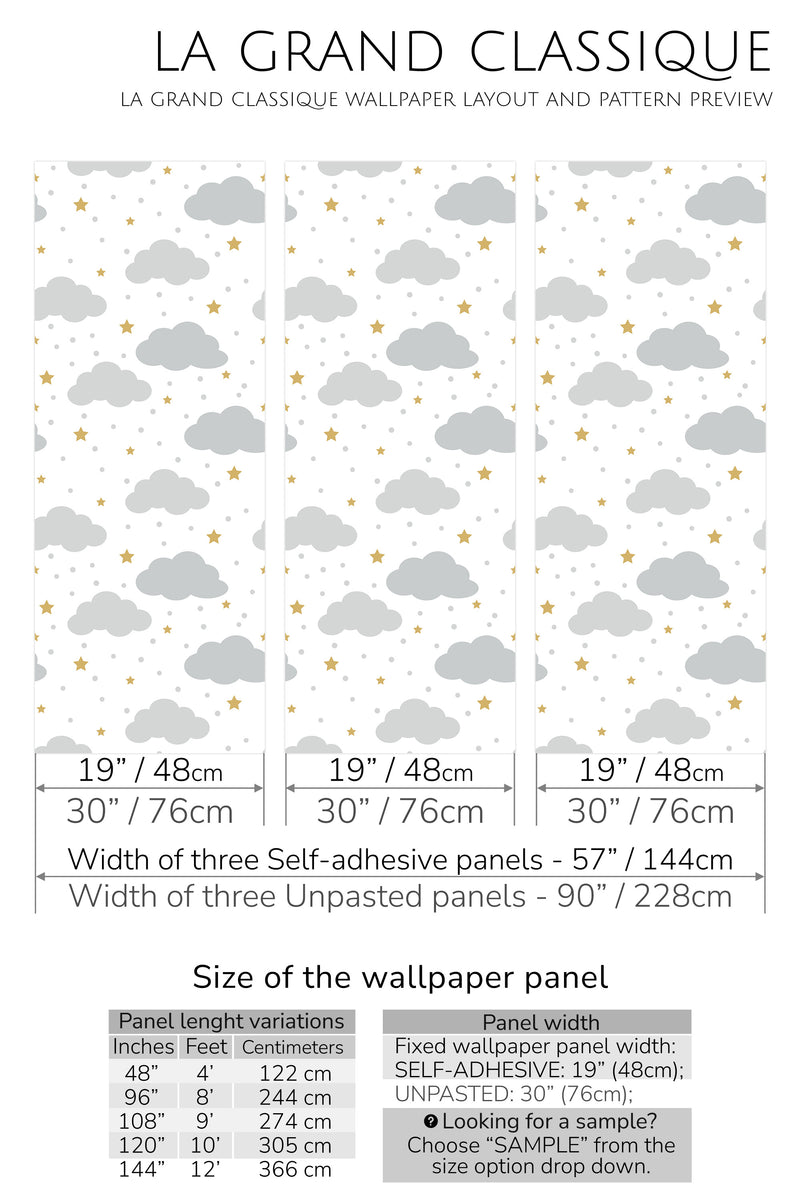 clouds peel and stick wallpaper specifiation