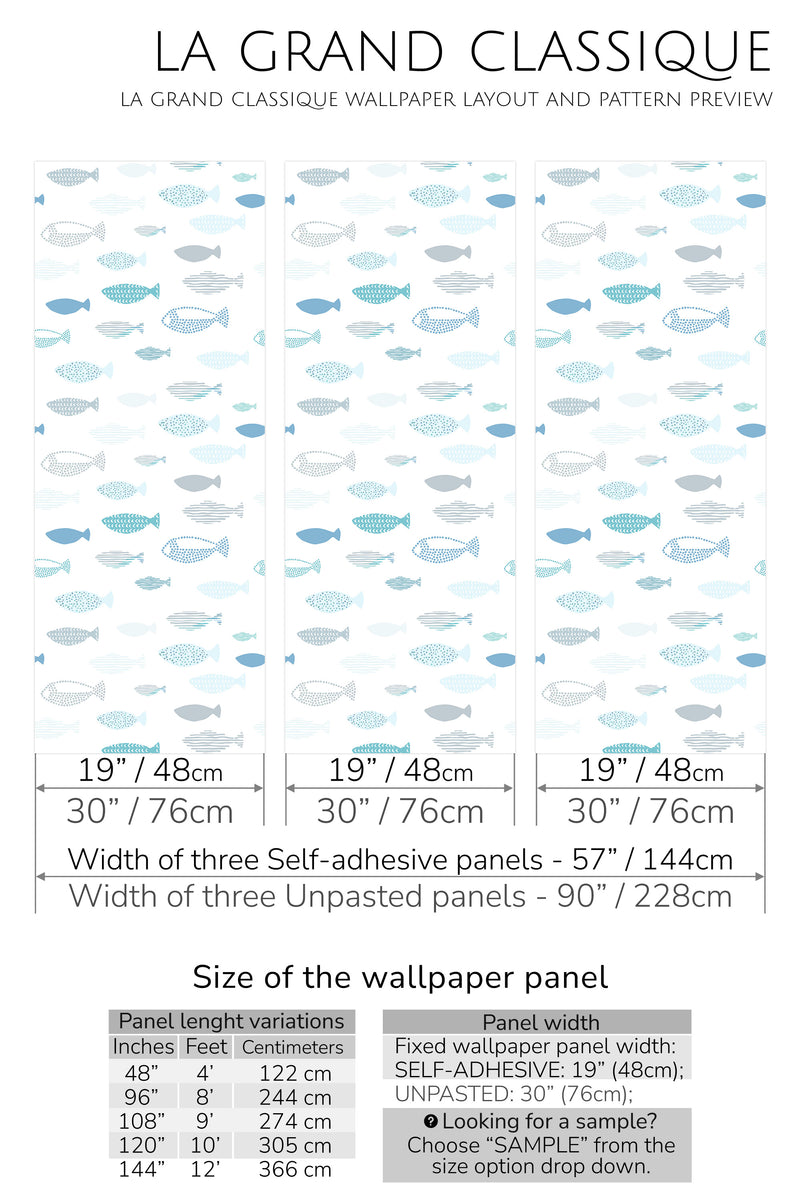 fish peel and stick wallpaper specifiation