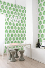 self adhesive wallpaper green palm leaf pattern dining room table chandelier home decor