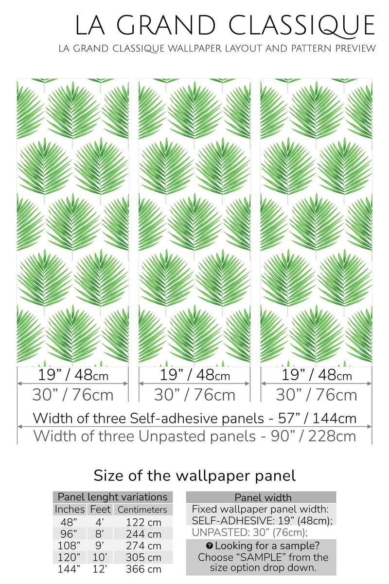 green palm leaf peel and stick wallpaper specifiation