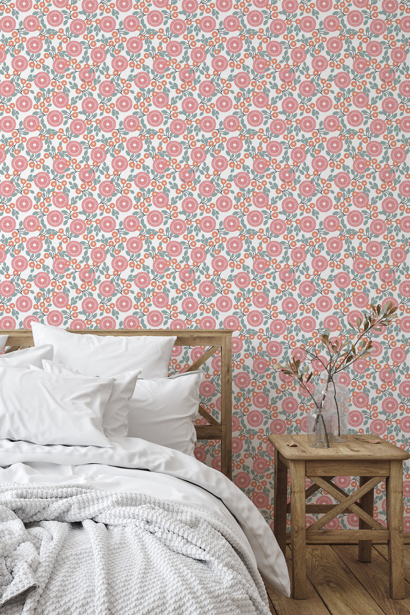 simple bedroom bed nightstand decorative vase vintage pink rose wall decor
