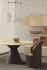 living room dining table wooden furniture light pine tree branches wall paper peel and stick