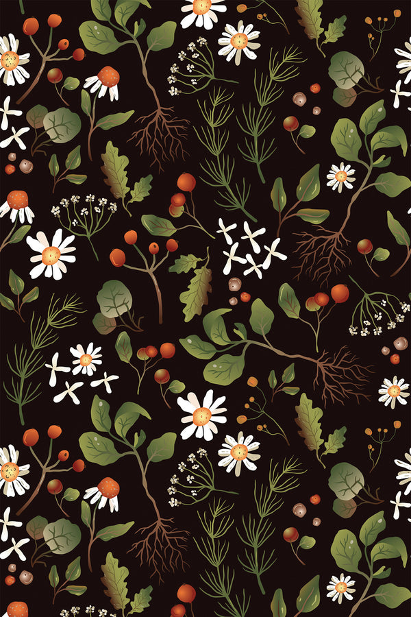 dark floral autumn wallpaper pattern repeat