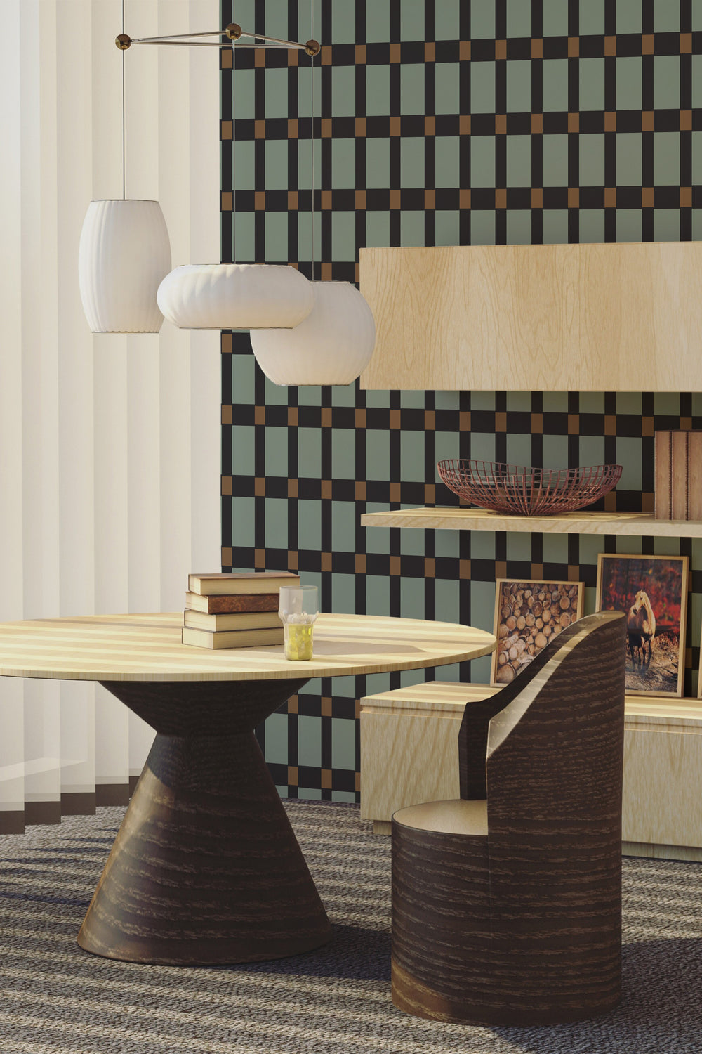 Dark blue geometric Peel and Stick Removable Wallpaper