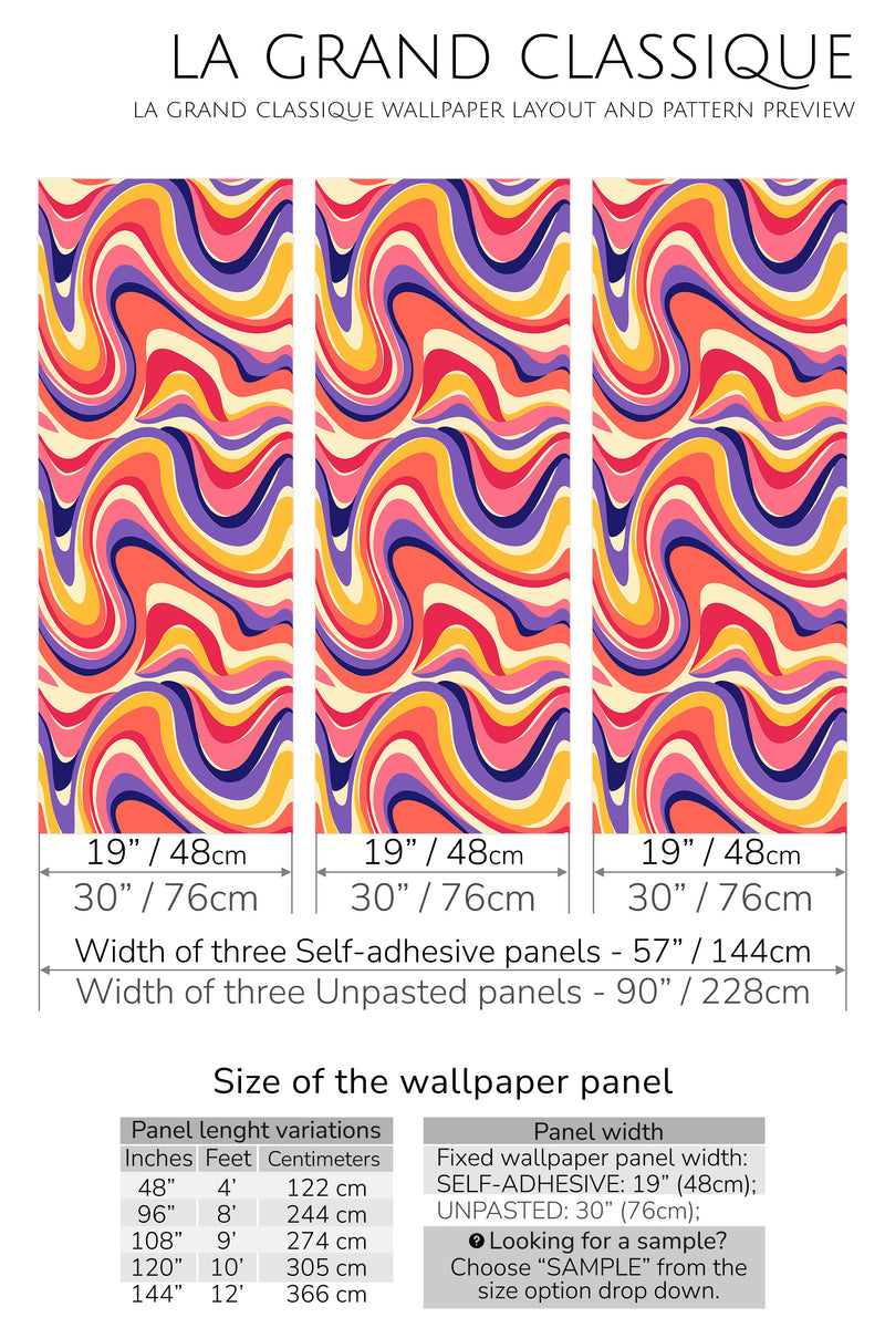 psychedelic peel and stick wallpaper specifiation