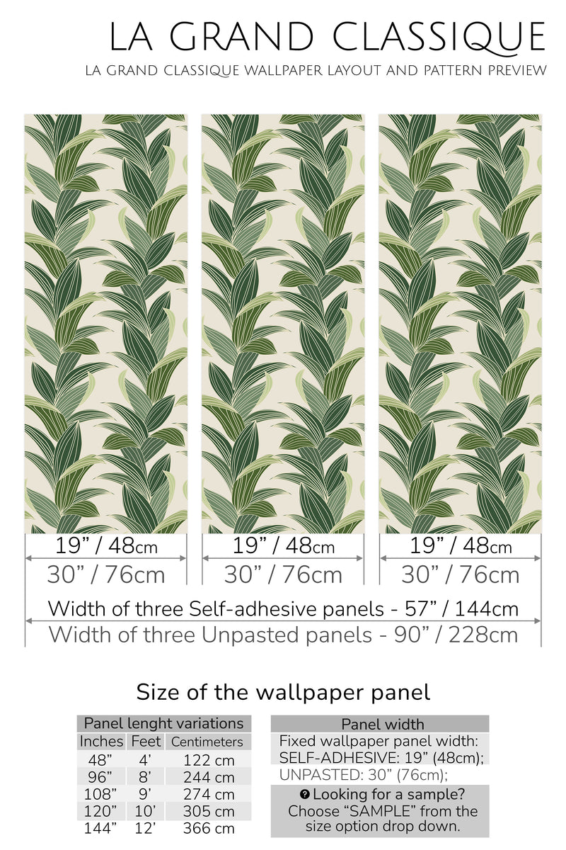 tropical leaf peel and stick wallpaper specifiation