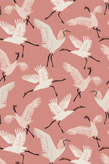 rose cranes wallpaper pattern repeat