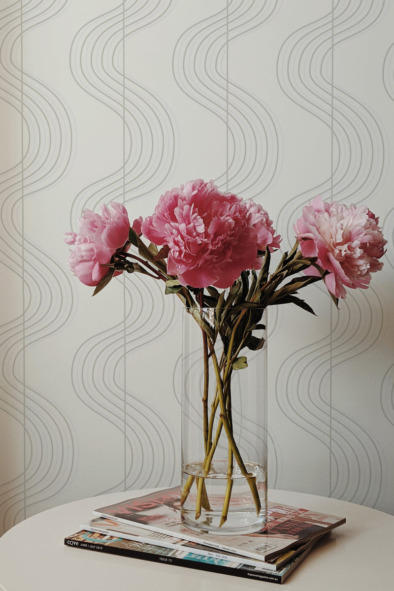 peonies magazines coffee table modern interior vintage line wall paper peel and stick