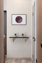 wallpaper uneven line grid pattern hallway entrance minimalist decor artwork interior